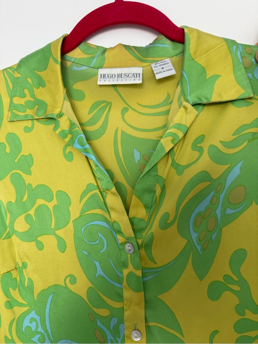 Hugo Buscati Vintage Y2K Lime Green and Teal Long Sleeve Tunic Dress Size 6 Silk - Picture 8 of 11